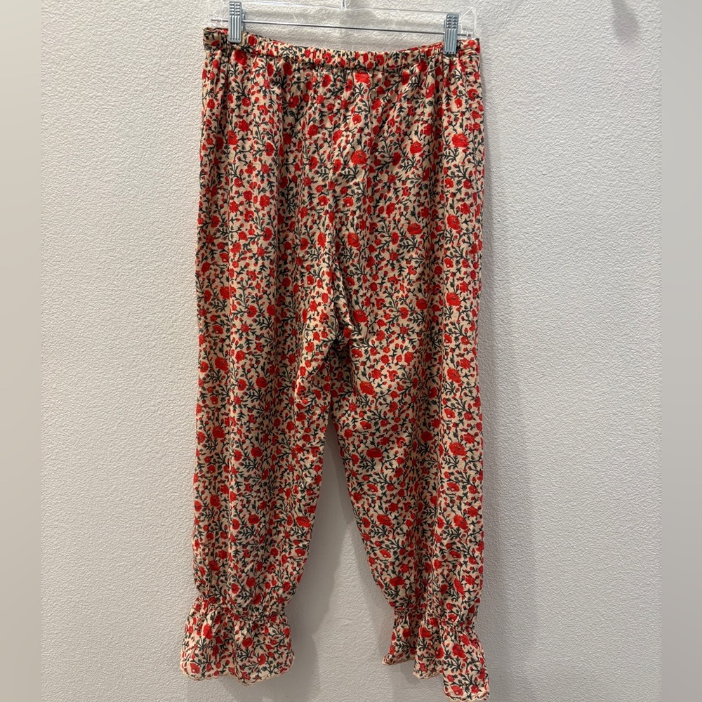 RIXO Bobbie Cotton Co-ord Ditsy Trail Cream Red Floral Ruffle Elastic Waist Pant - Picture 4 of 8